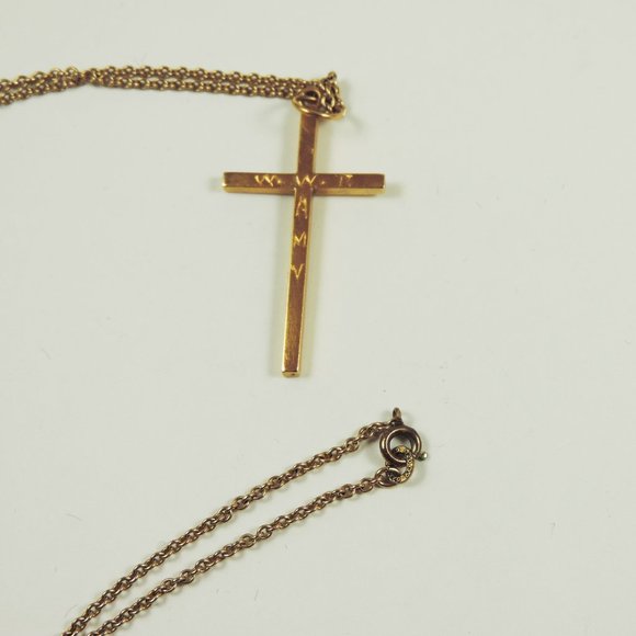 Vintage | 12k Gold Filled Cross Pendant Necklace - Picture 2 of 2